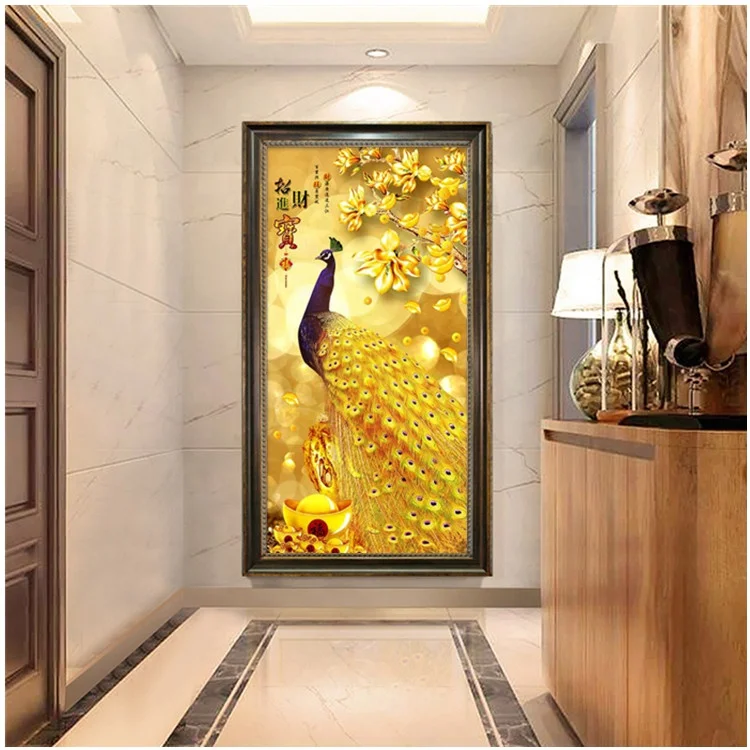 
Diy 5d diamond art painting flower tool full drill peacock wall murals wallpapers 