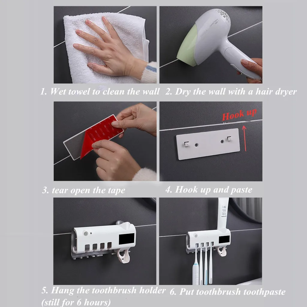 Solar Energy No Need To Charge UV  Toothbrush Holder Toothpaste Dispenser Holder