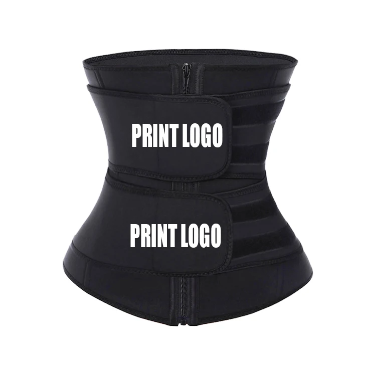 

Custom Print Logo Zipper Front Compression Double Belt Neoprene/Latex Waist Trainer Women For Lose Weight, Black,red,blue,purple