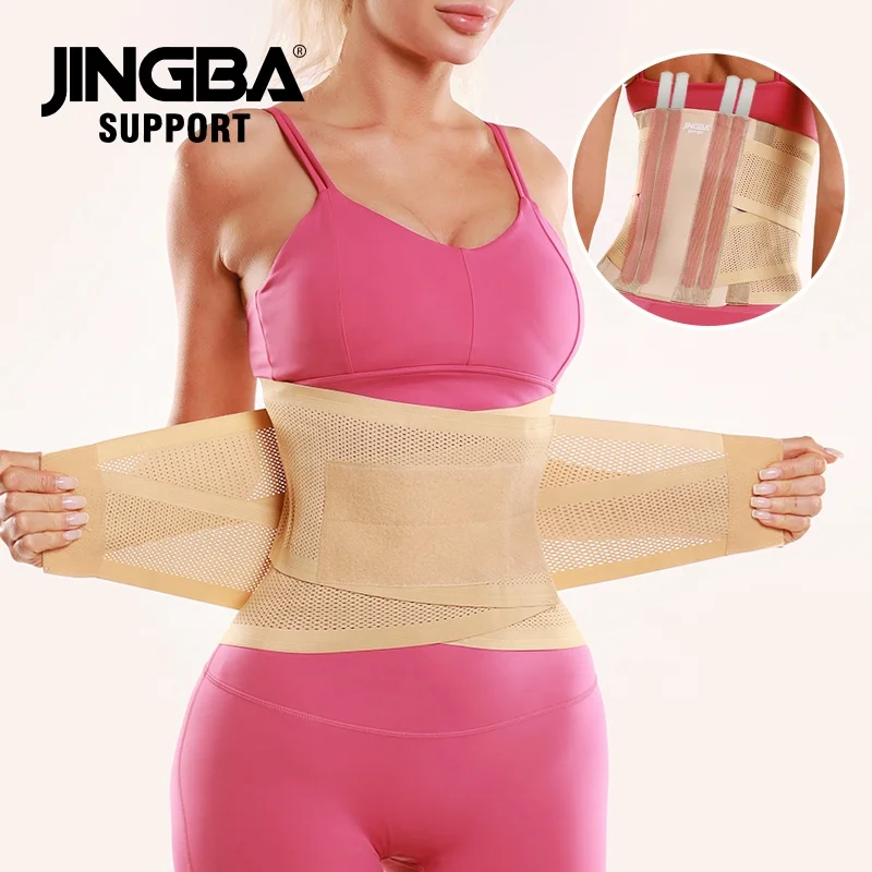 

JINGBA in Stock New Arrival Waist Trimmer Belt for Men & Women Tummy Wrap with Metal PVC Bars for Lower Back Pain Relief