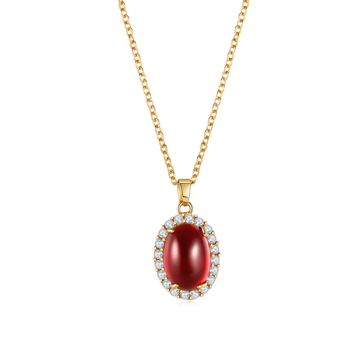 

Hainon necklace 18k gold plated pendant necklace Large Oval cystal jewelry for women Custom Necklaces wholesale