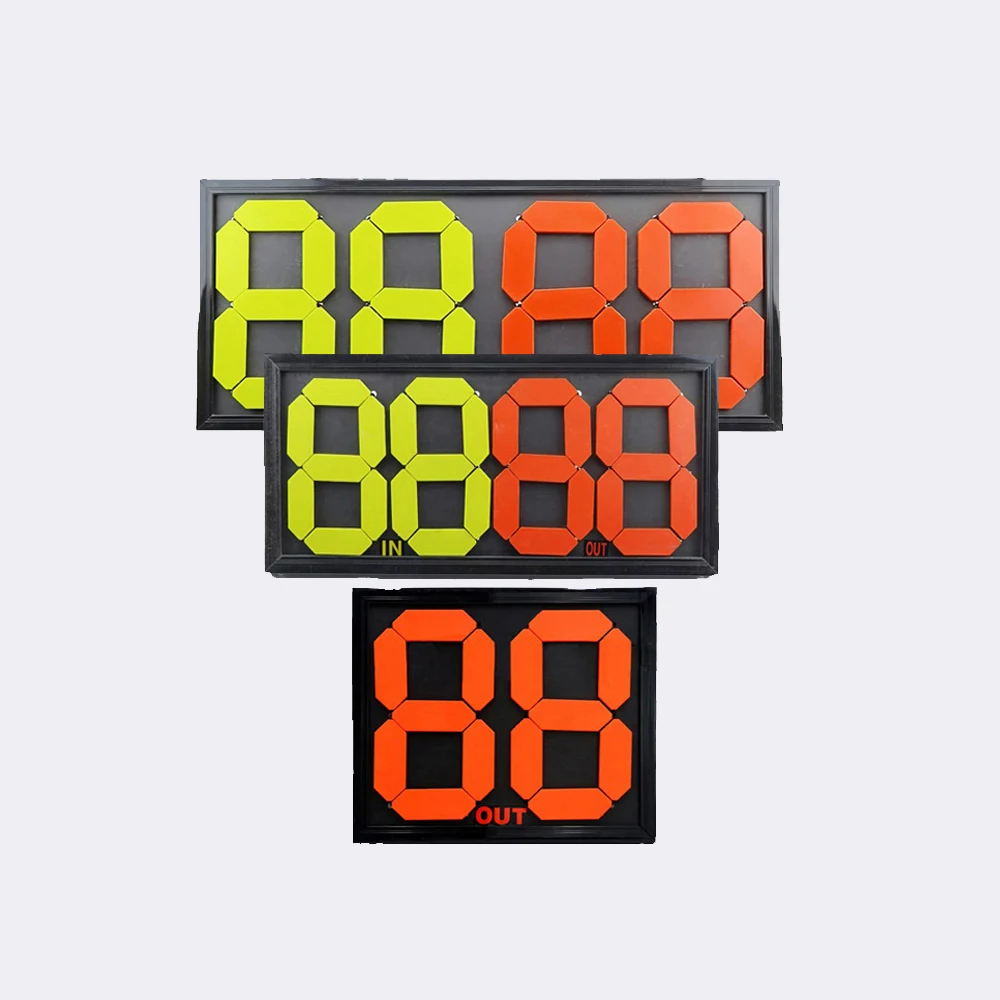 

manufacturer price portable double sides plastic display board to change football player for soccer manual substitution board, Orange+yellow+black