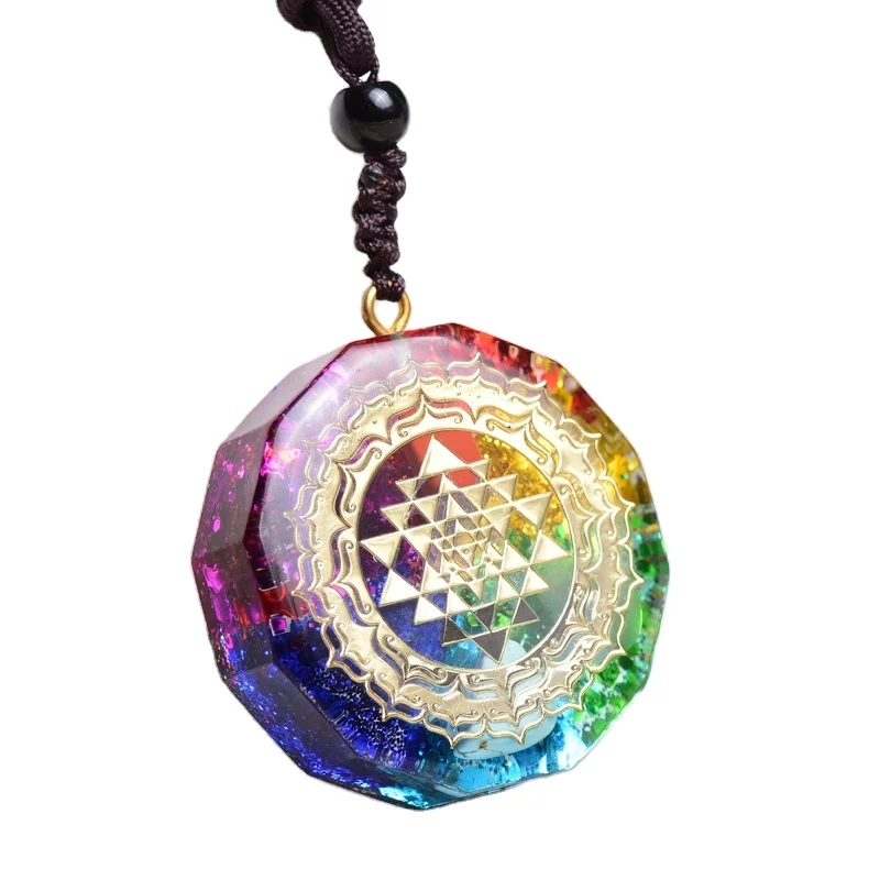 

Organ energy pendant natural crystal resin copper pendant, Color