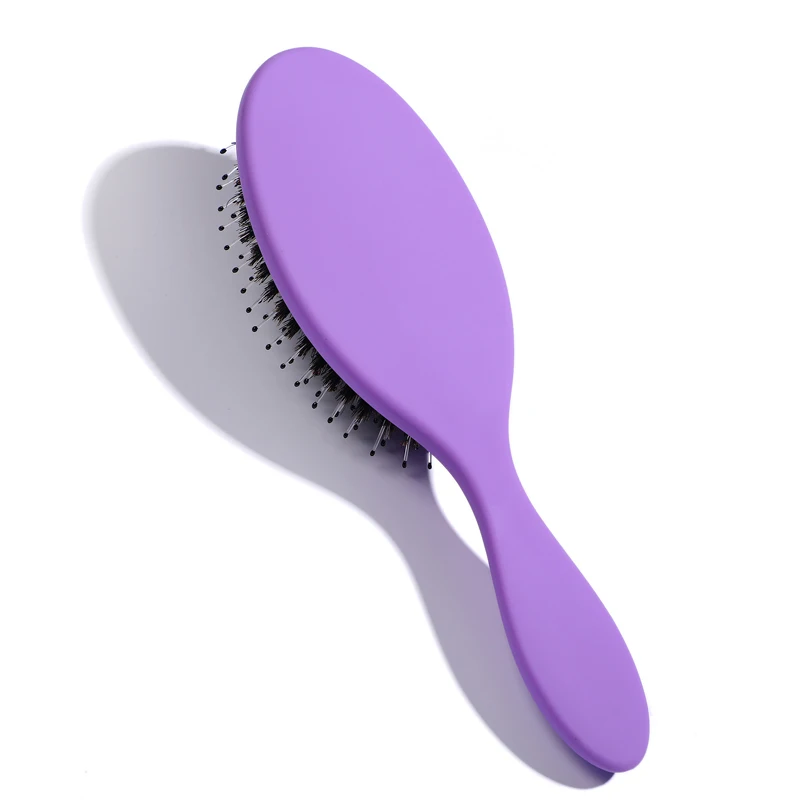 

Custom dry and smooth oval hairbrushes nylon and bristle rubber pad logo hairbrush plastic hair detangling brush for carry, Multi color