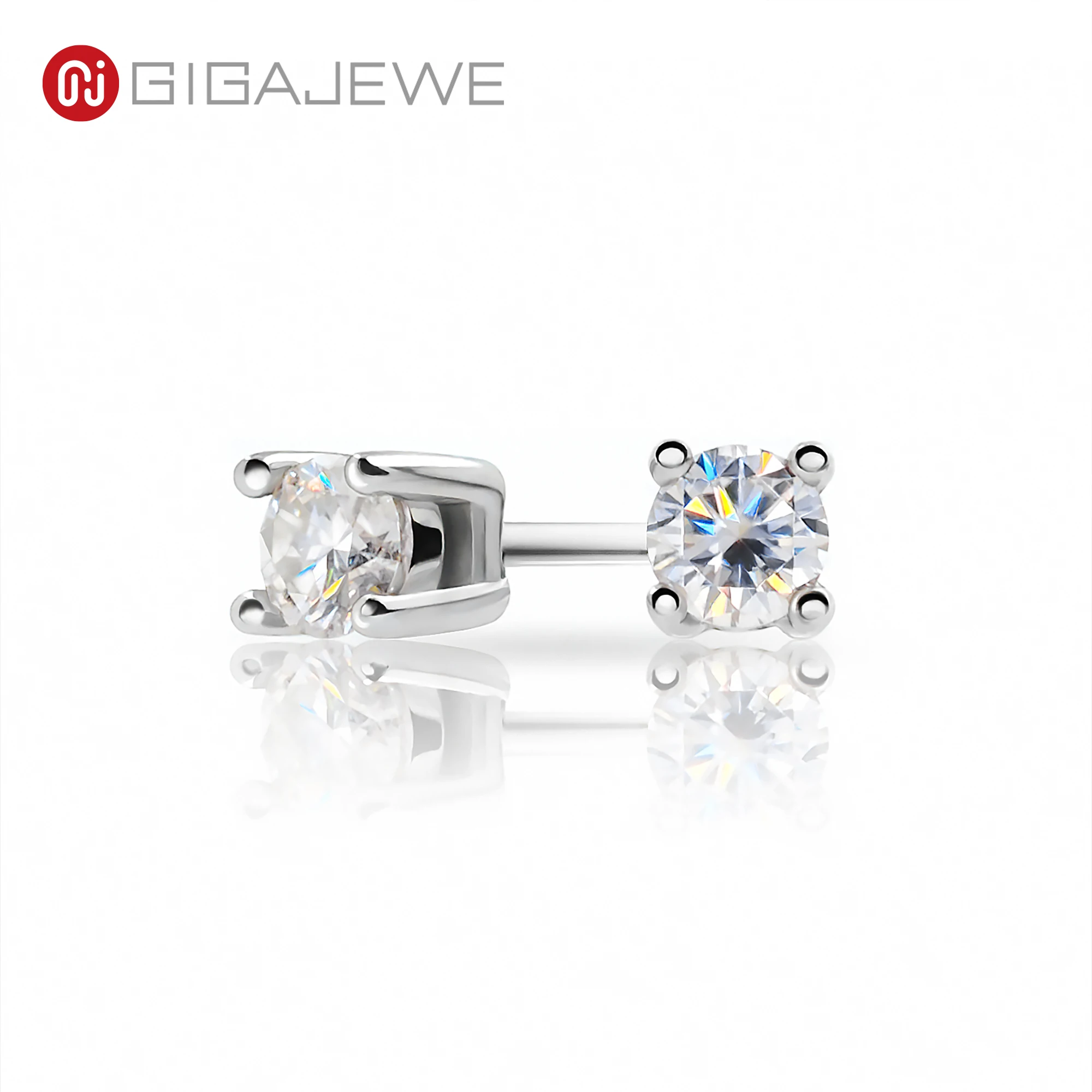 

GIGAJEWE 925 silver jewelry Plated 18K Gold Earring 3mm 0.1ct Round Cut EF White Color Moissanite Stud Earrings