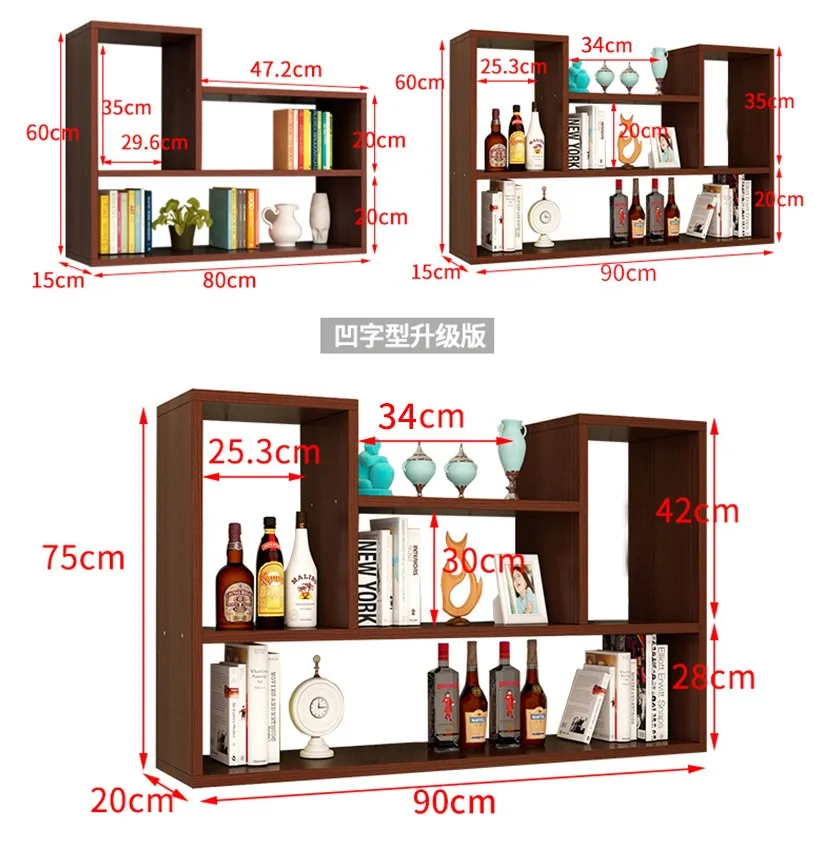 Simple design of a variety of color custom living room hotel wood material wall shelf