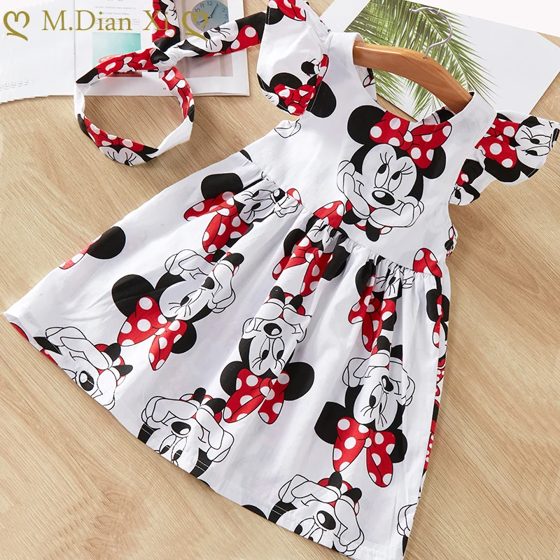 

2022 New Girls Dress Cute Cartoon Floral Girls Dresses Birthday Party Princess Children Dress+Headband Casual Clothes Costume