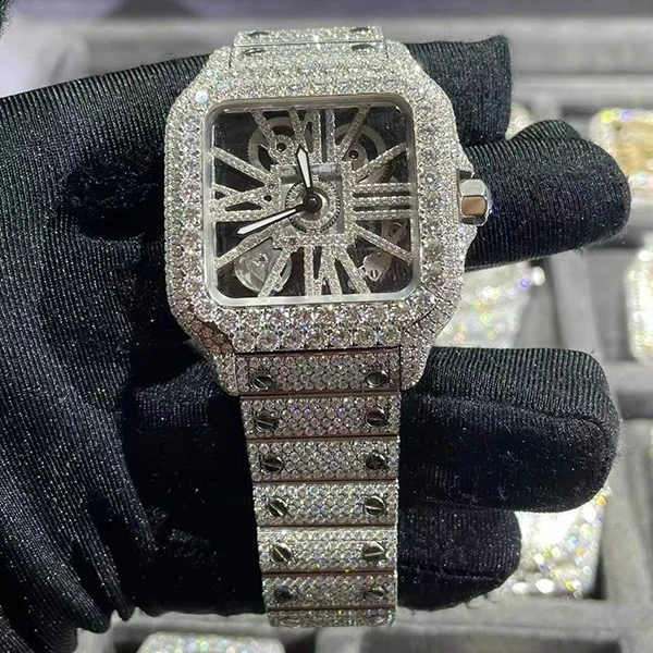 

Fasion Custom Luxury Iced Out Hip Hop Mechanical Watch Moissanite Diamond Watch