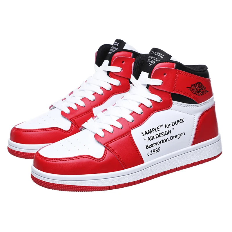 

Big Size Shoes Retro Basket High top Casual shoes Men Fashion Sneakers White basketball Shoes For Men, White, black&red, white&red