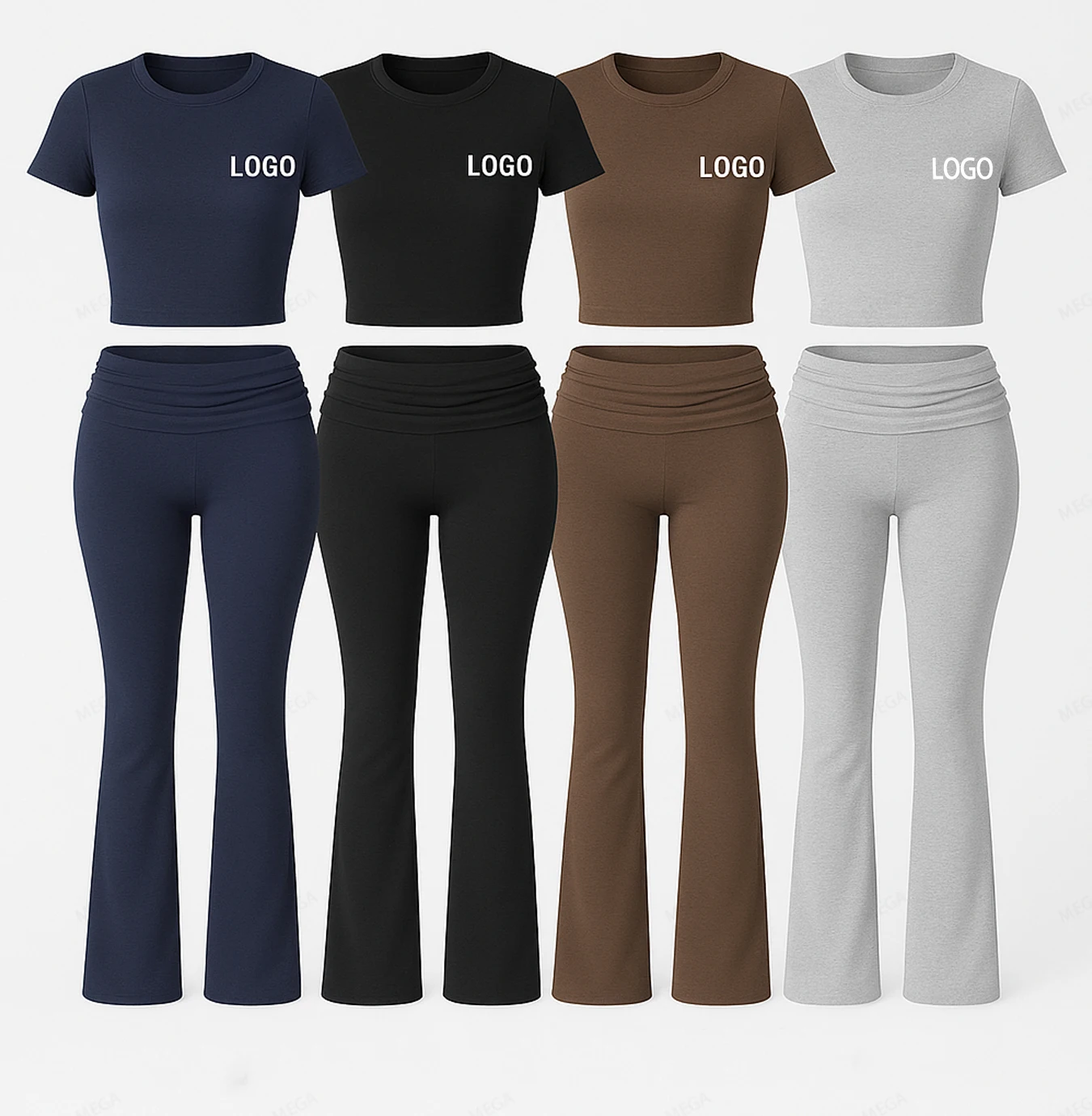 New Arrival Women's Y2K Streetwear 2 Piece Casual Set Regular Top Short Sleeve Summer Embroidered Canvas with Flared Pants