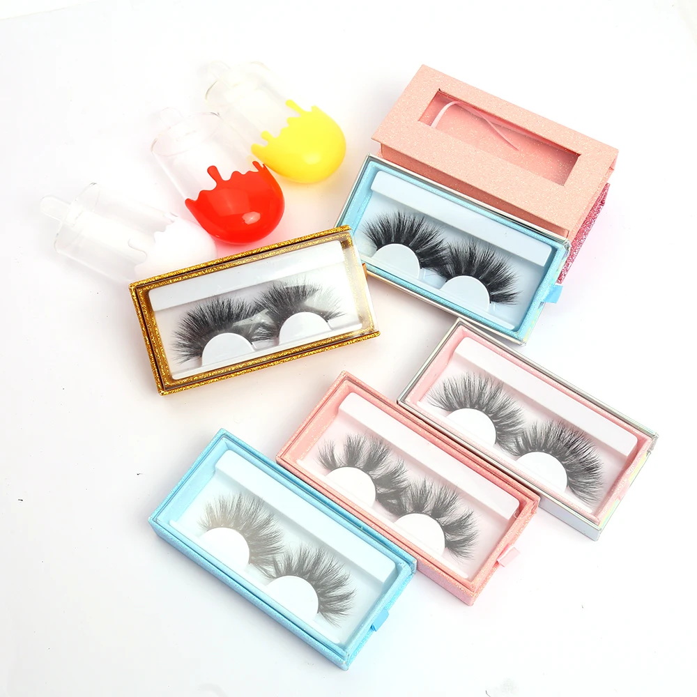 

Wholesale Vendors False Eyelash Custom Eyelash Packaging Box Own Logo Brand Real Fur Lashes 25mm 3D Mink Eyelashes, Natural black