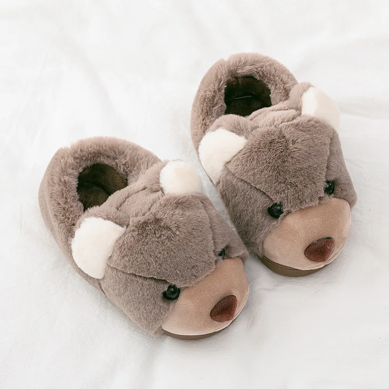 

Plush Bear Warm Kids Slippers Cartoon Toy Bears Non-Slip Indoor Shoes For Children Indoor Bedroom Warm Slippers, Colorful