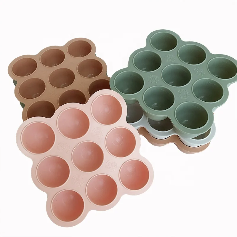 

Amazon Hotsell Silicone Baby Food Freezer Tray BPA Free Silicone Baby food storage 9 ice ball mold