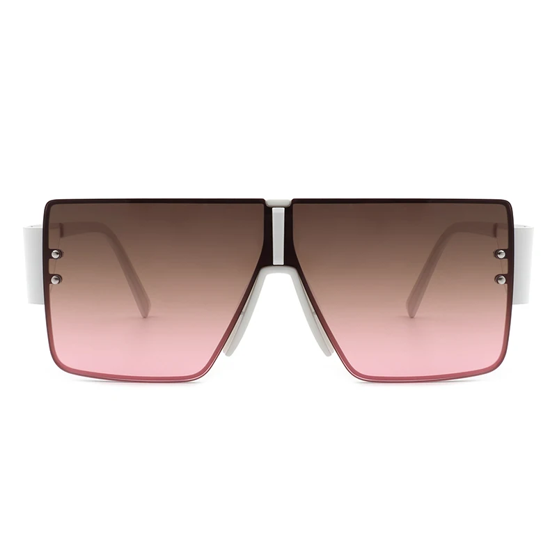 

Luxury oversized square trendy one piece lens metal frame sunglasses 2021