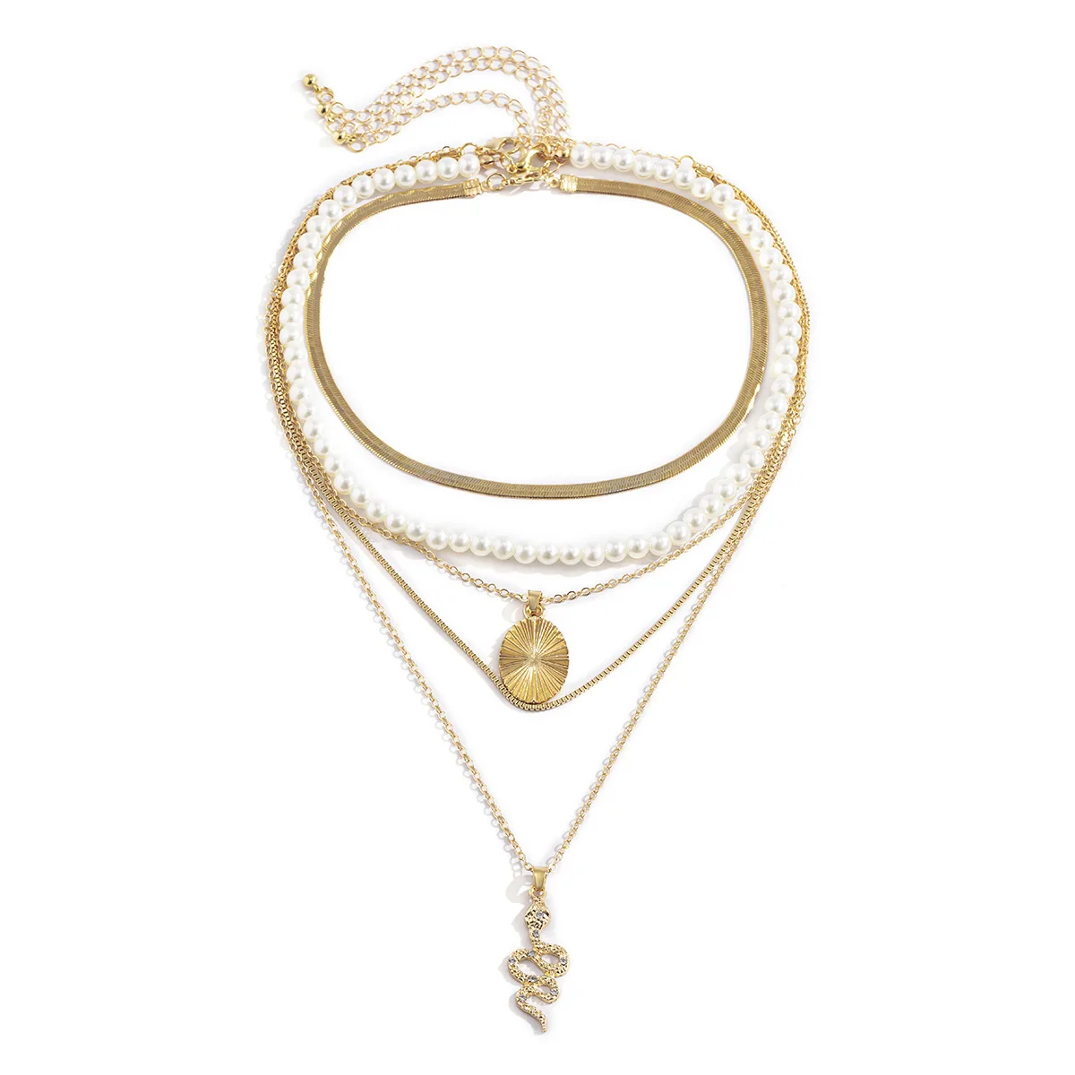 

Fashion Jewelry 2021 New Vintage National Style Pearl Snake Pendant Necklace