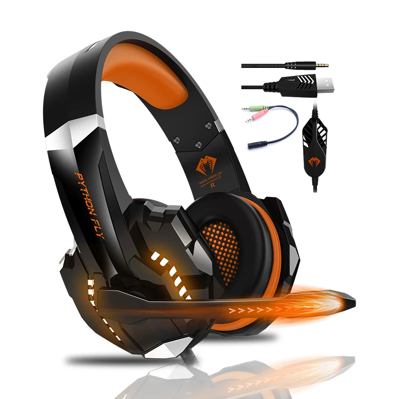

Wholesale PC Headphones Wired USB Headphone Noise Canceling-Helm-Headset LED Gaming Headset With Mic For XBOX PS4