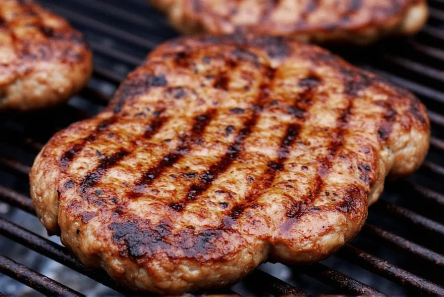 Two people grilling large pieces of beef over an outdoor fire pit