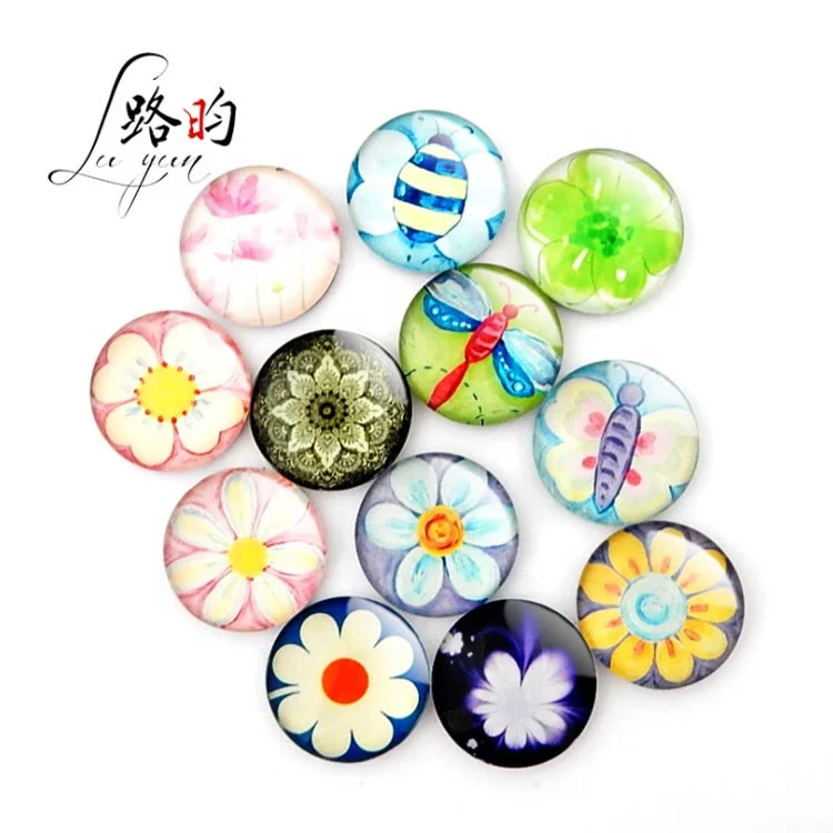 

Luyun Custom 1.38inch Flower Series Round Crystal Glass Office Tourism Souvenir Fridge Magnet, Free customization