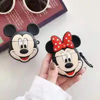 

Cartoon Mickey Minnie Wireless Earphone Case With Keychain Shockproof Silicone Cover Protective Earphone for Apple Airpods