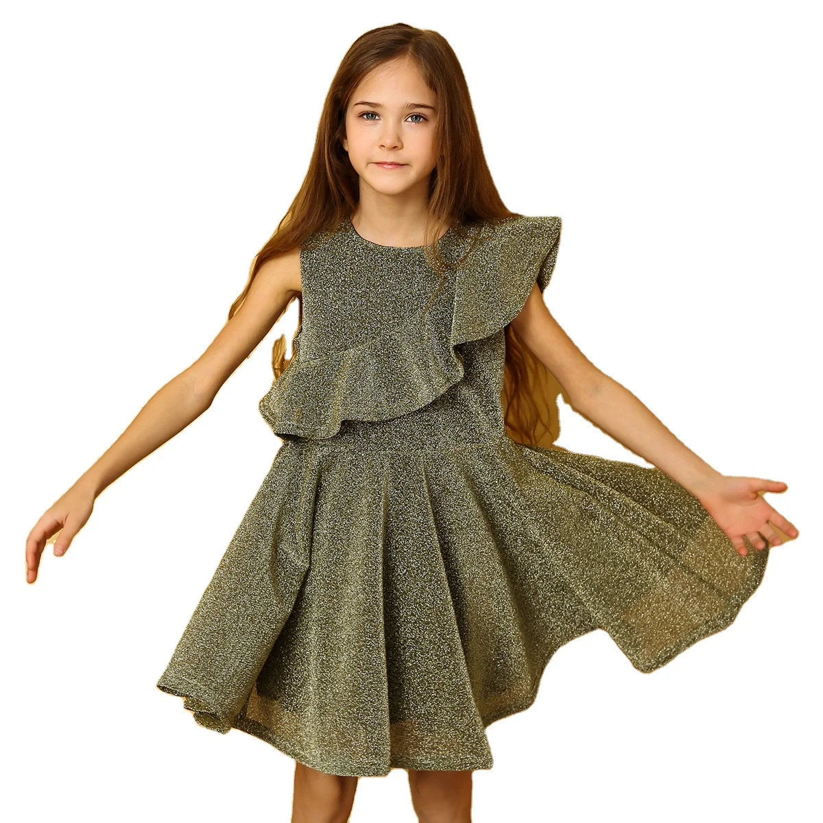 

Summer big girls' sleeveless dress solid color children princess skirt baby dress, As picture