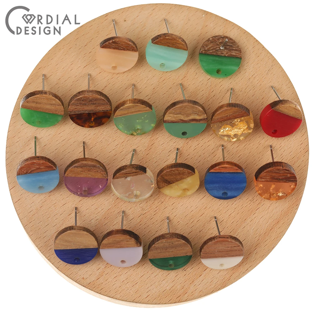 

Jewelry Accessories Cordial Design 100Pcs 14*14MM DIY Accessories Natural Wood Earrings Stud Round Shape Hand Made Jewelry Fin