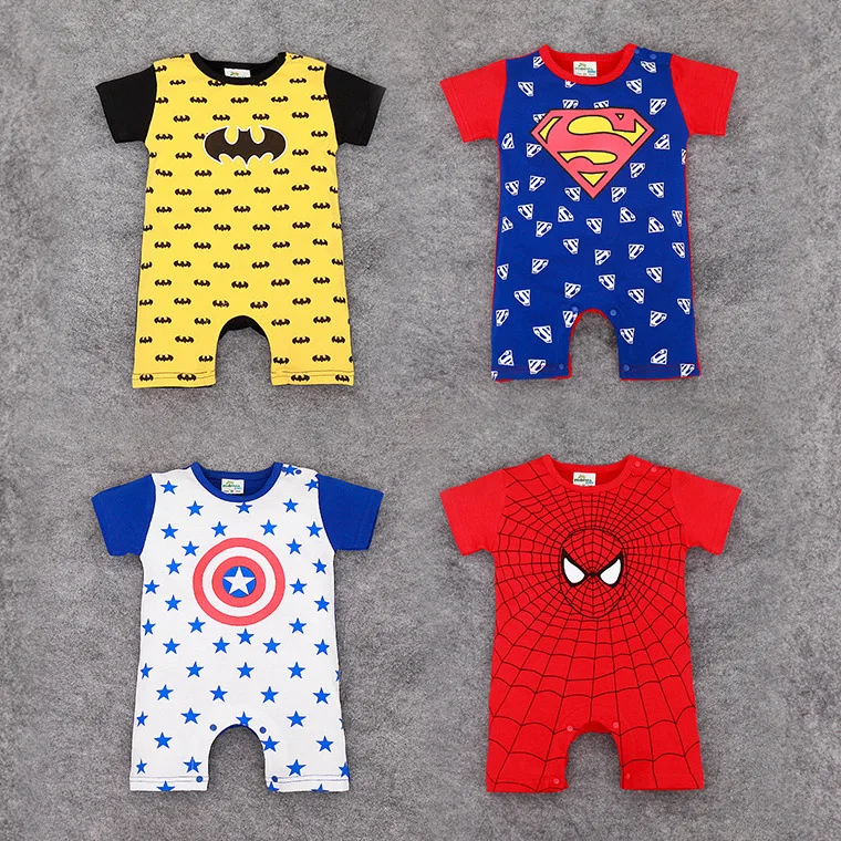 

Nebeans Newborn baby cotton rompers super power man short sleeve baby costume Jumpsuits Infant Clothes