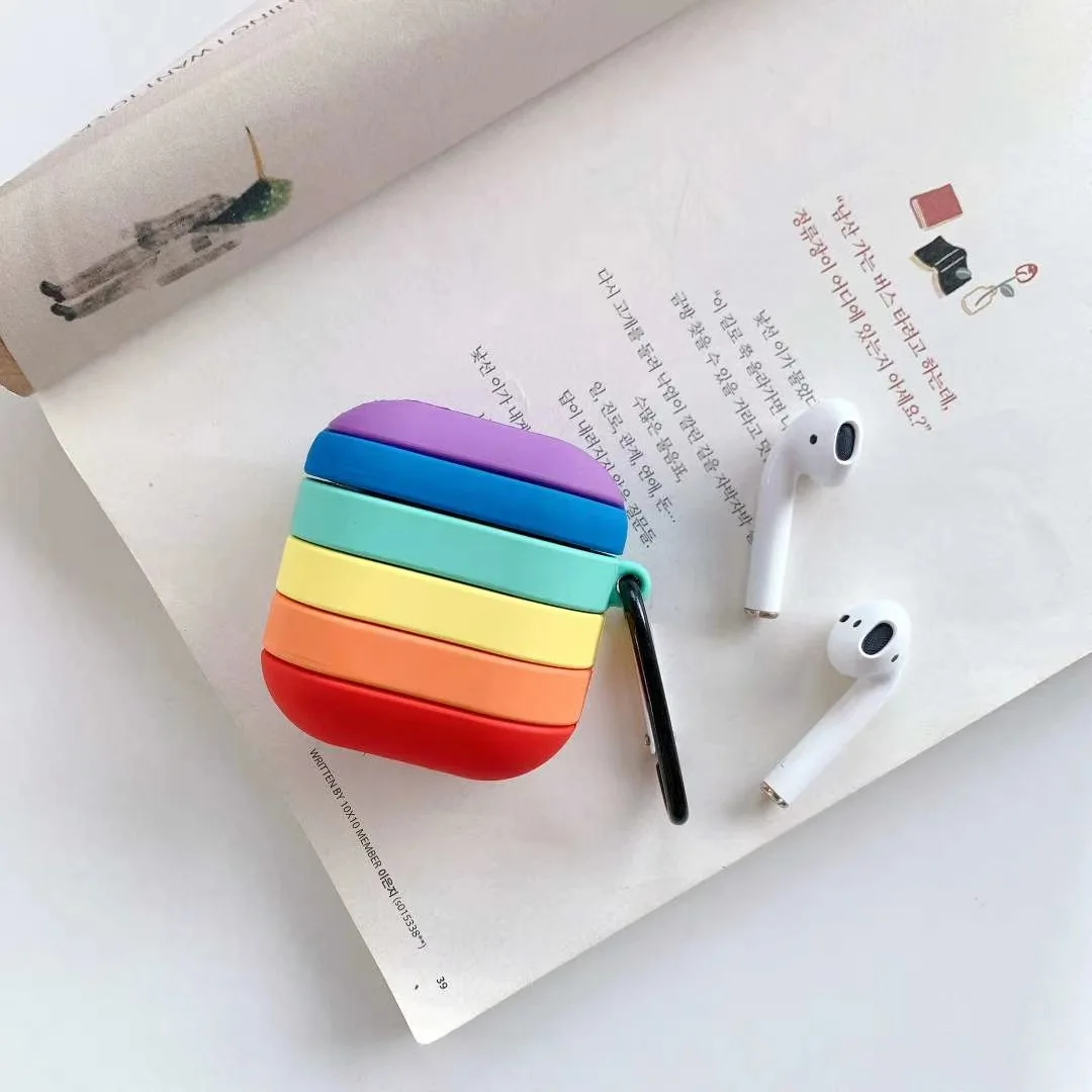 

Hot Sale New Rainbow color matching colorful beautiful Headphone Case for Cute Airpods Case for Airpods case