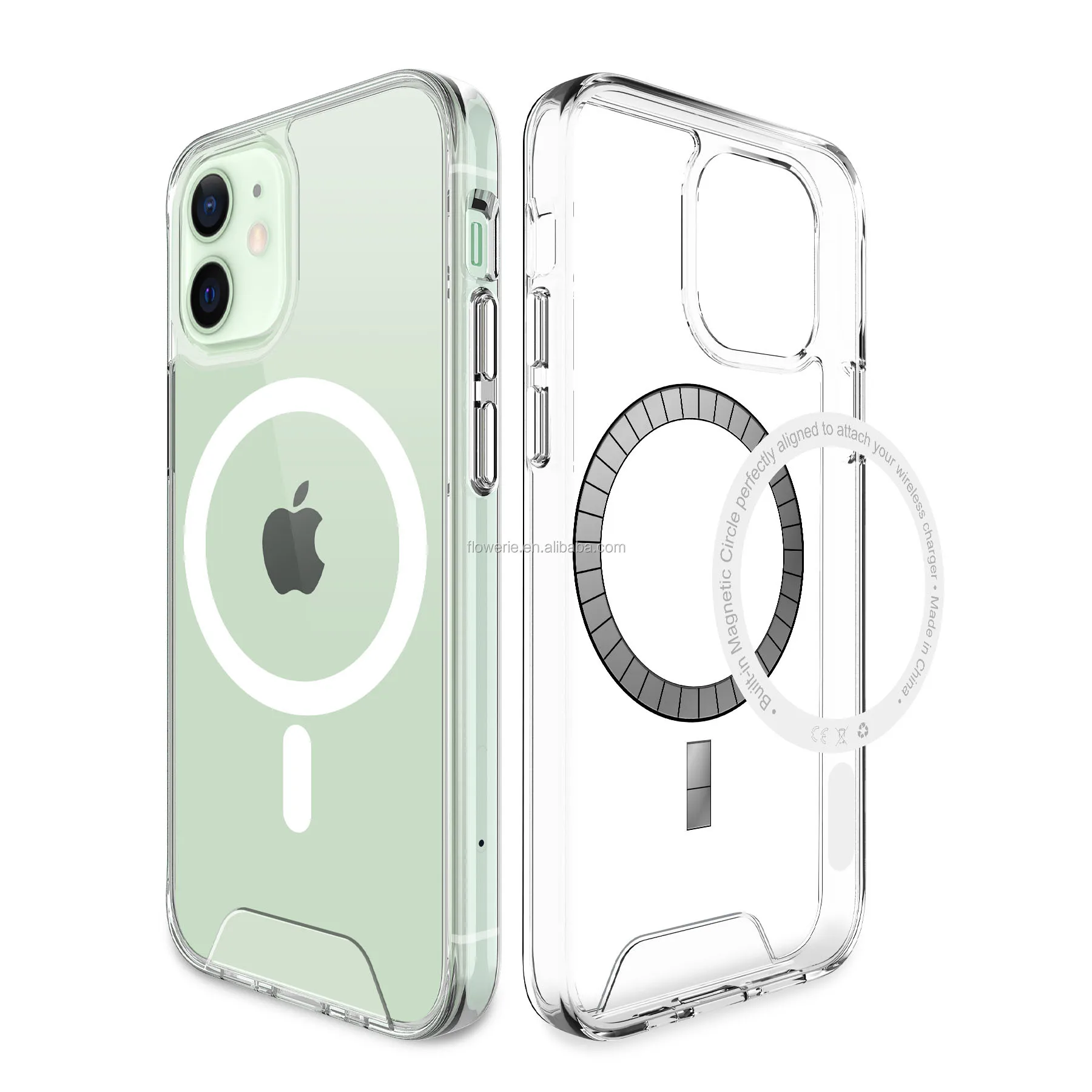 

1/6 2021 BHD Stock Magnetic TPU+PC Phone Cases for Iphone 12 12 pro 12 pro max, Transparent