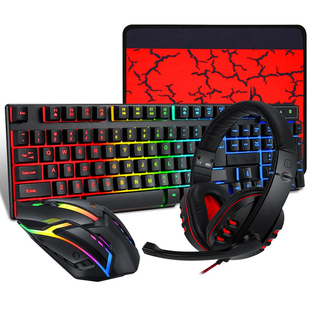 

RGB Light Combos Mousegaming Gaming Keyboard and Mouse Headphones Headset 2.4G 4 in 1 Usb Wired Products for Not Ab Gaming 1200