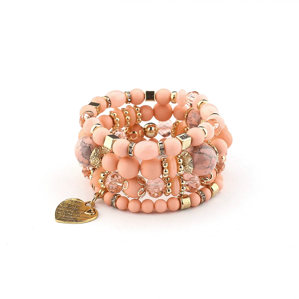 

handmade behemian stackable presious beads beaded bracelet specialty with inspirational charm bracelets jewelry, Multi