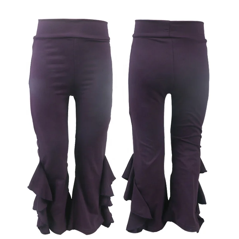 

girls bell crimson bottom polyester pants girl flare yoga pants girls fall and winter baby ruffle pants, As picture