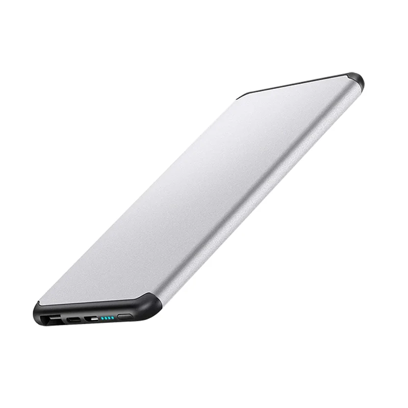 

Best Price Portable Thinnest Power Bank 8000mAh for Mobile Phone Type-C Charger External Battery for Heated Clothes, Black, silver