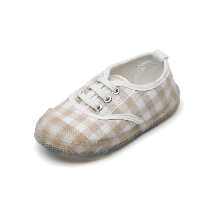 

Children's Plaid Print Shoes, Soft Straps, Baby Pure Fabric Casual