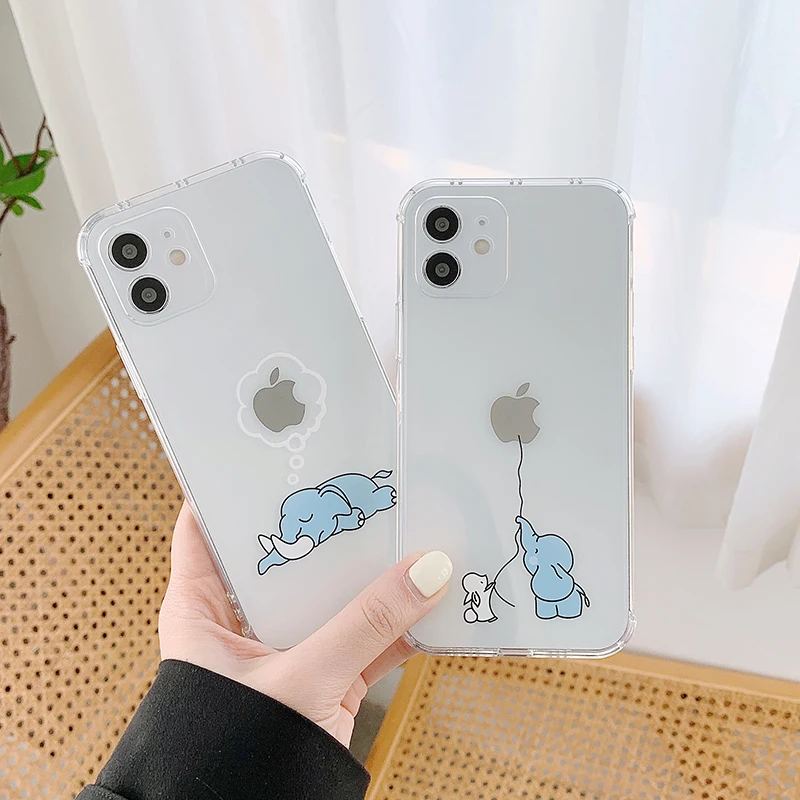 

2021 Lovely Cute Elephant Cell Phone Case for iPhone 11 Pro Max 12 XR XS MAX