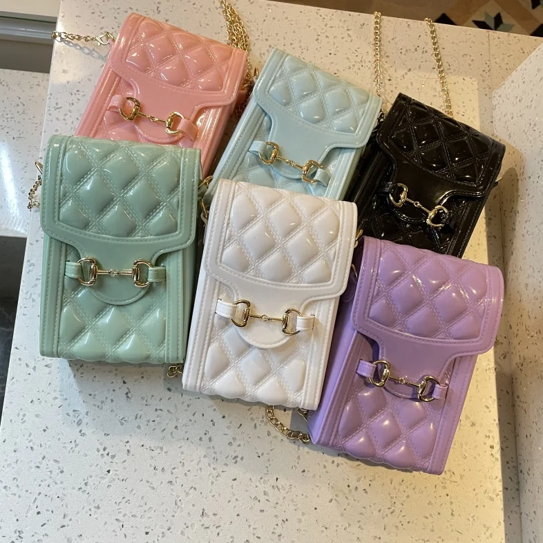 

Cheap women bags summer beach chains jelly crossbody handbags candy color lovely lady purse and hand bag