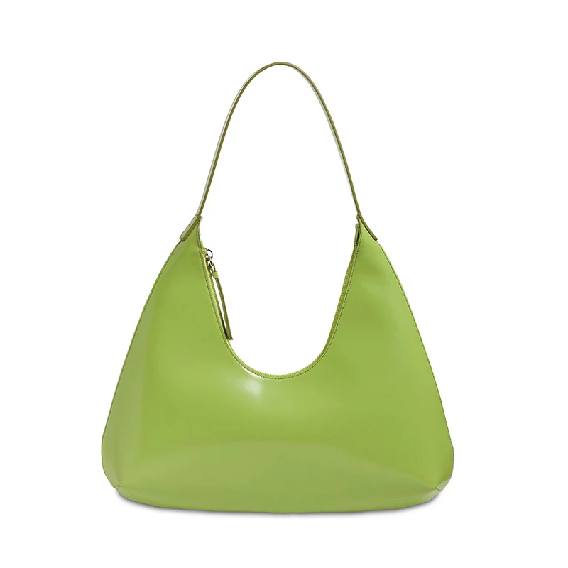 

Fashion style Factory direct price half moon lime yellow colorful ladies casual style tote woman bag