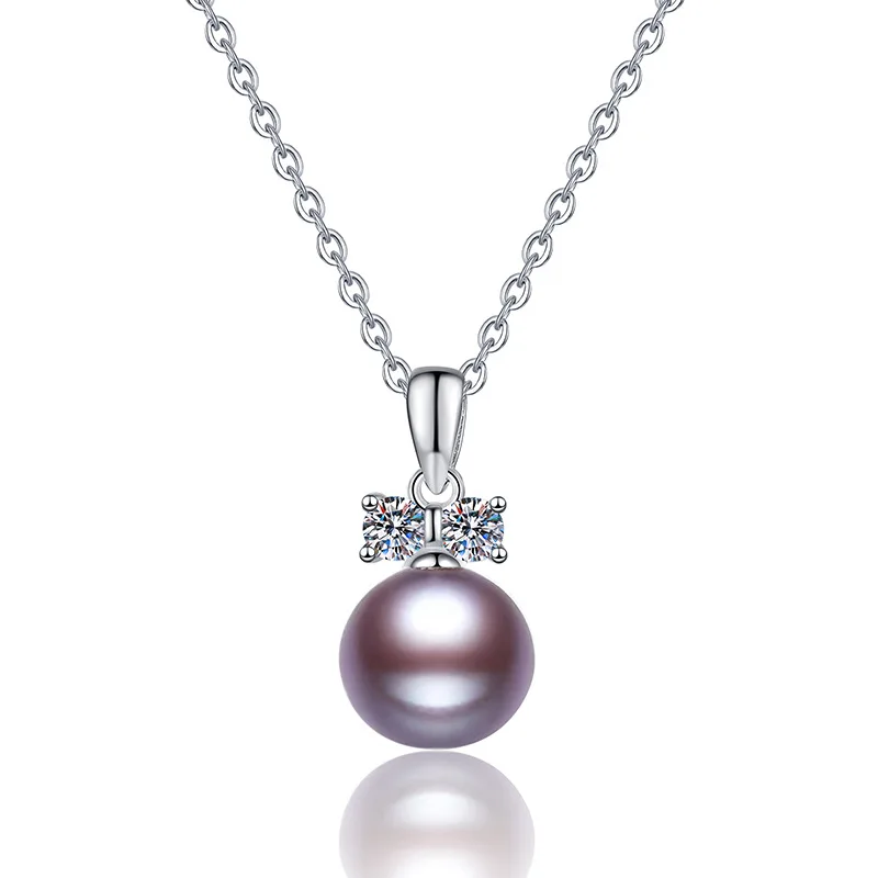 Moissanshi S925 Sterling Silver Charm Necklace with Freshwater Pearl Pendant Third Party Certified Factory Spot Wholesale