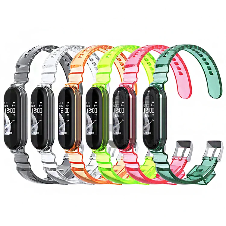

New Design Strap For Xiaomi band 6 Silicone Transparent Bracelet Replaceable Band For Xiaomi Mi 5 6 Clear Watch Band, Multi colors