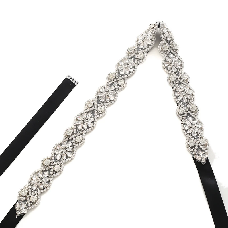 

Hand-made high-quality customized wedding dress color crystal applique style rhinestone decorative belt
