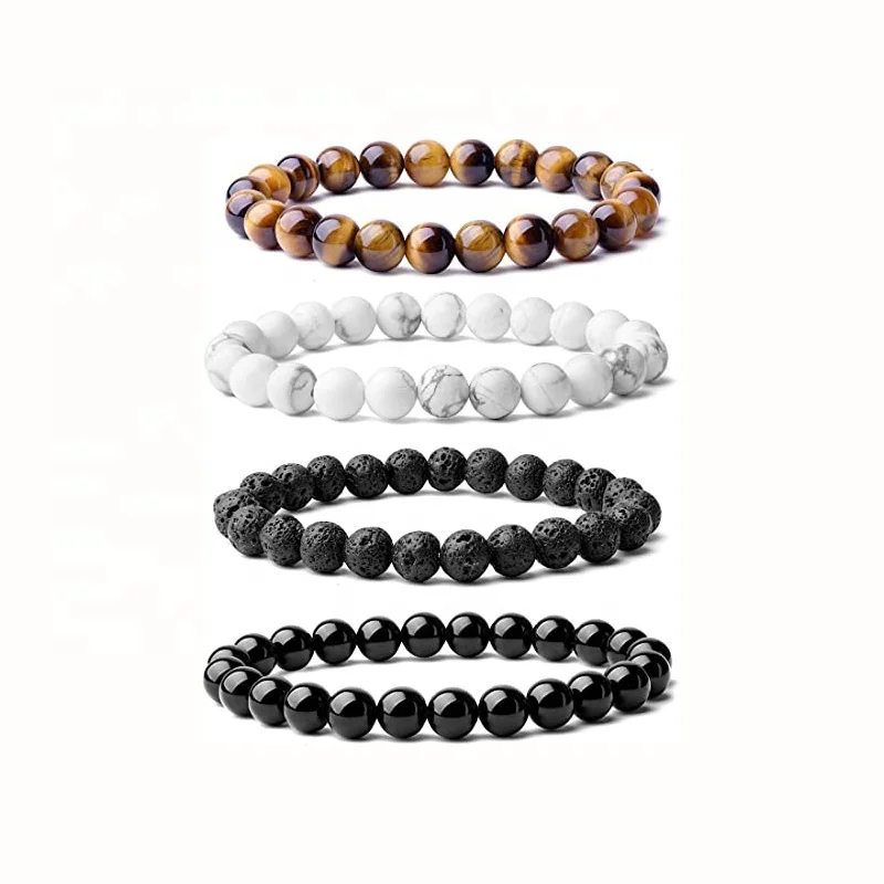 

Professional Jewelry Factory Natural 8mm Gorgeous Semi-Precious Gemstones Healing Crystal Stretch Beaded Bracelet Unisex