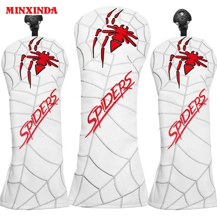 

3pcs/ Set 1D+2FW White Spider PU Leather Golf Club Headcovers Driver Fairway Wood Cover