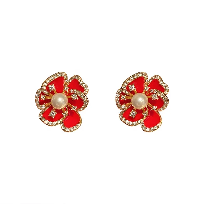 

New Fashion Women Vintage Stud Earrings Elegant Flower Shape Girl Ear Jewelry Gifts, Picture shows