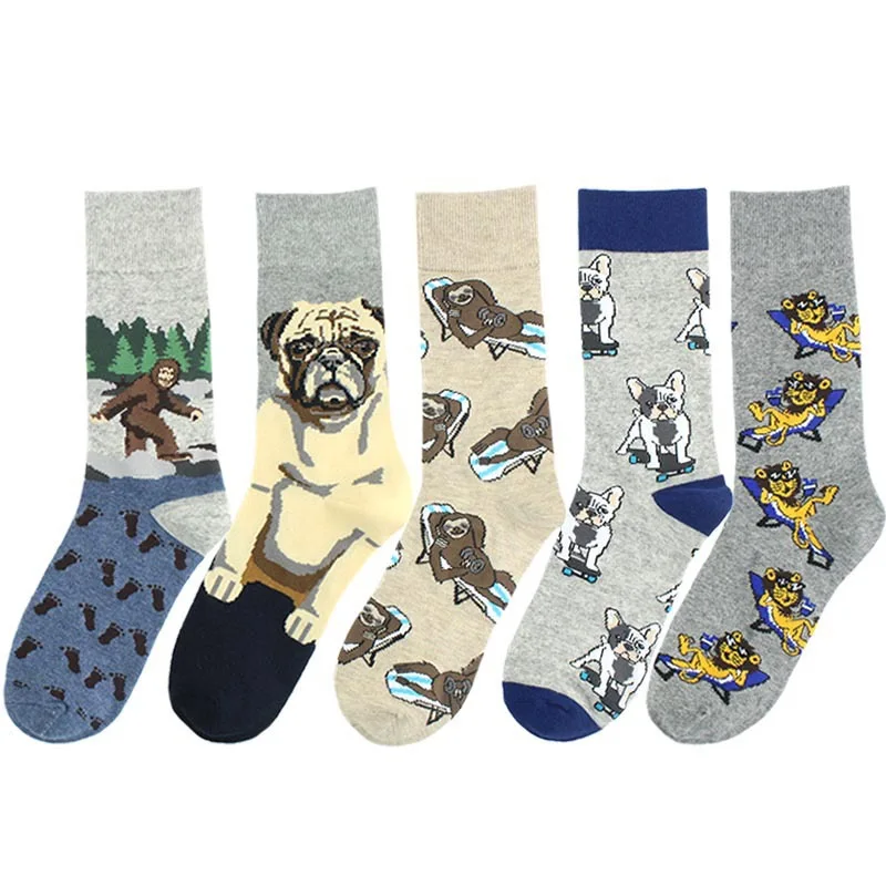 

Wholesale cute socks for women casual funny patterned animal dog novelty cartoon character socks, Sloth,dog,lion