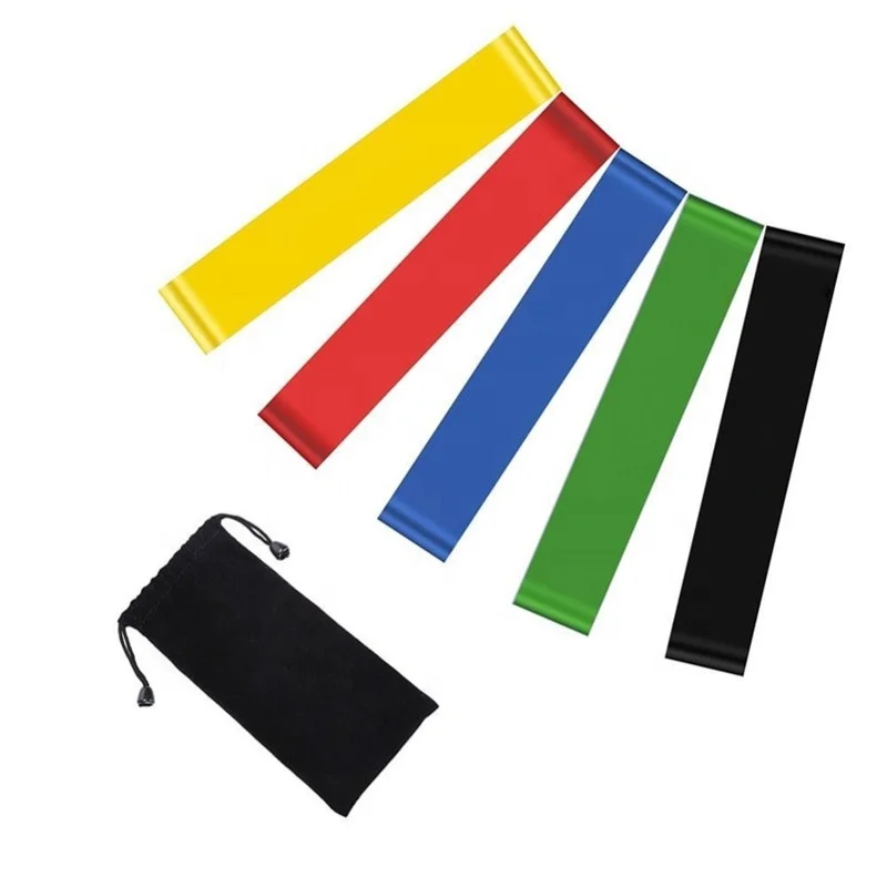 

Wholesale 5 levels rubber Yoga loop stretch loop latex resistance band, Green , blue , yellow , red and black