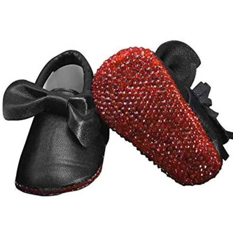 

Wholesale PU Baby Toddler Leather Shoes Red Bottom Rhinestone Baby Gril Shoes