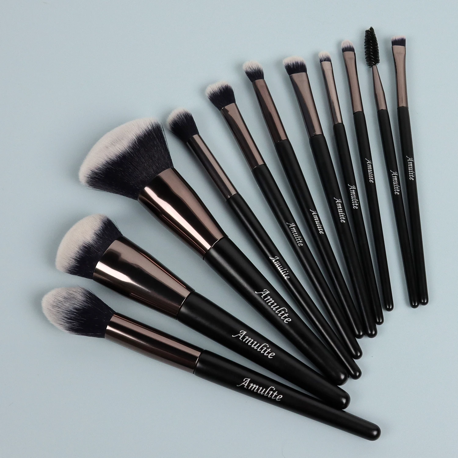 

Wholesale 11pcs black high quality make up brushes custom vegan makeup brush good and professional