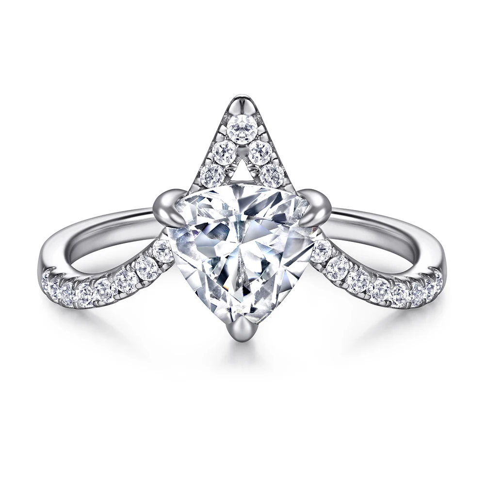 

2021 Special creative design triangular cz diamond sterling silver ring for woman
