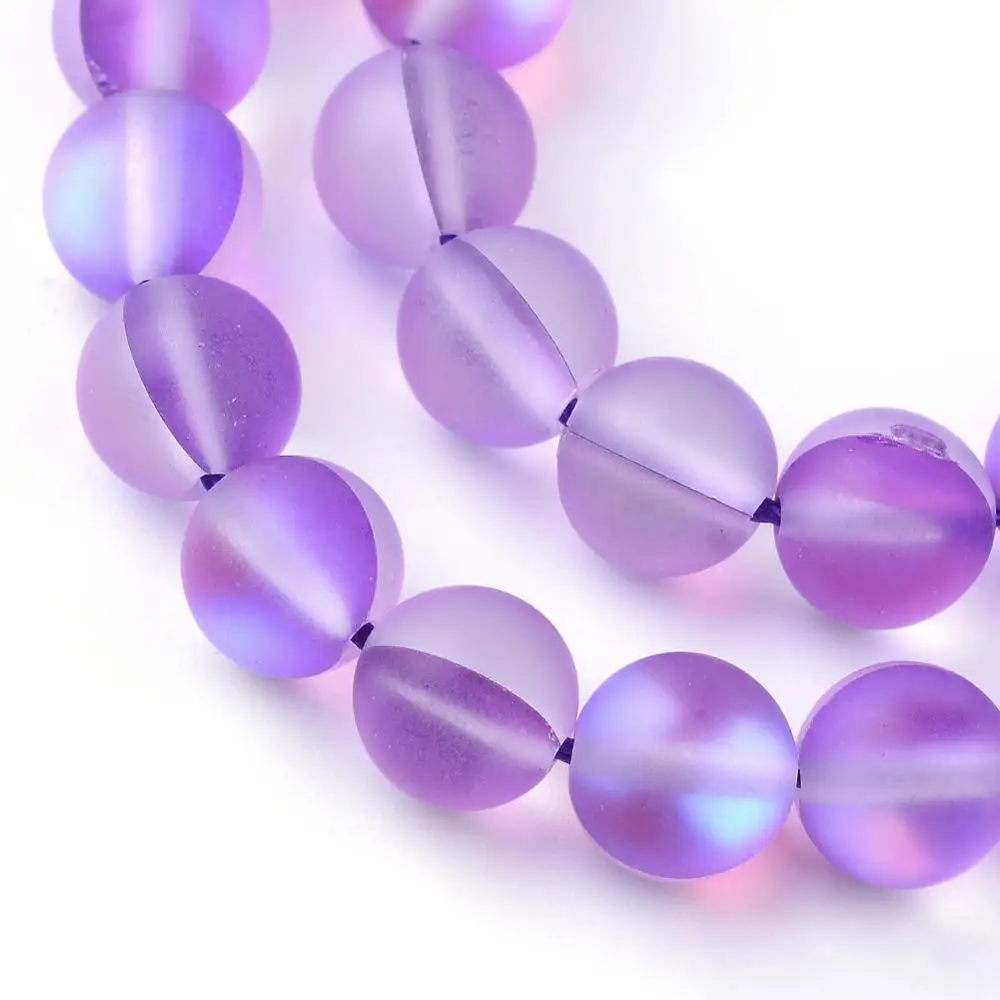 

PandaHall Synthetic Moonstone Beads Strands Dyed Frosted Round DarkViolet Semi Stone Beads 6mm Hole 1mm