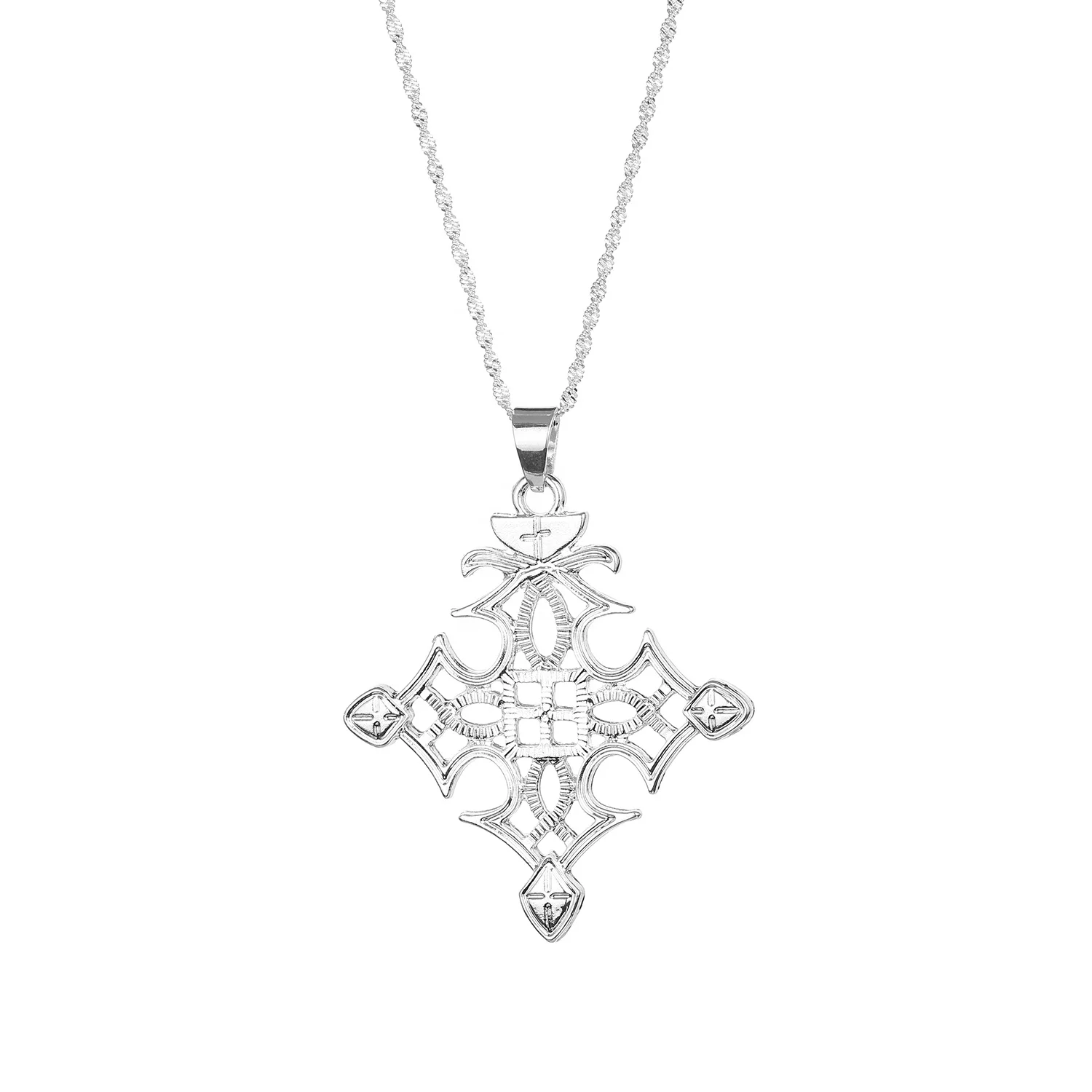 

Ethiopian Ethnic Style Cross Pendant Necklace Silver Gold Color Eritrea Habesha Jewelry