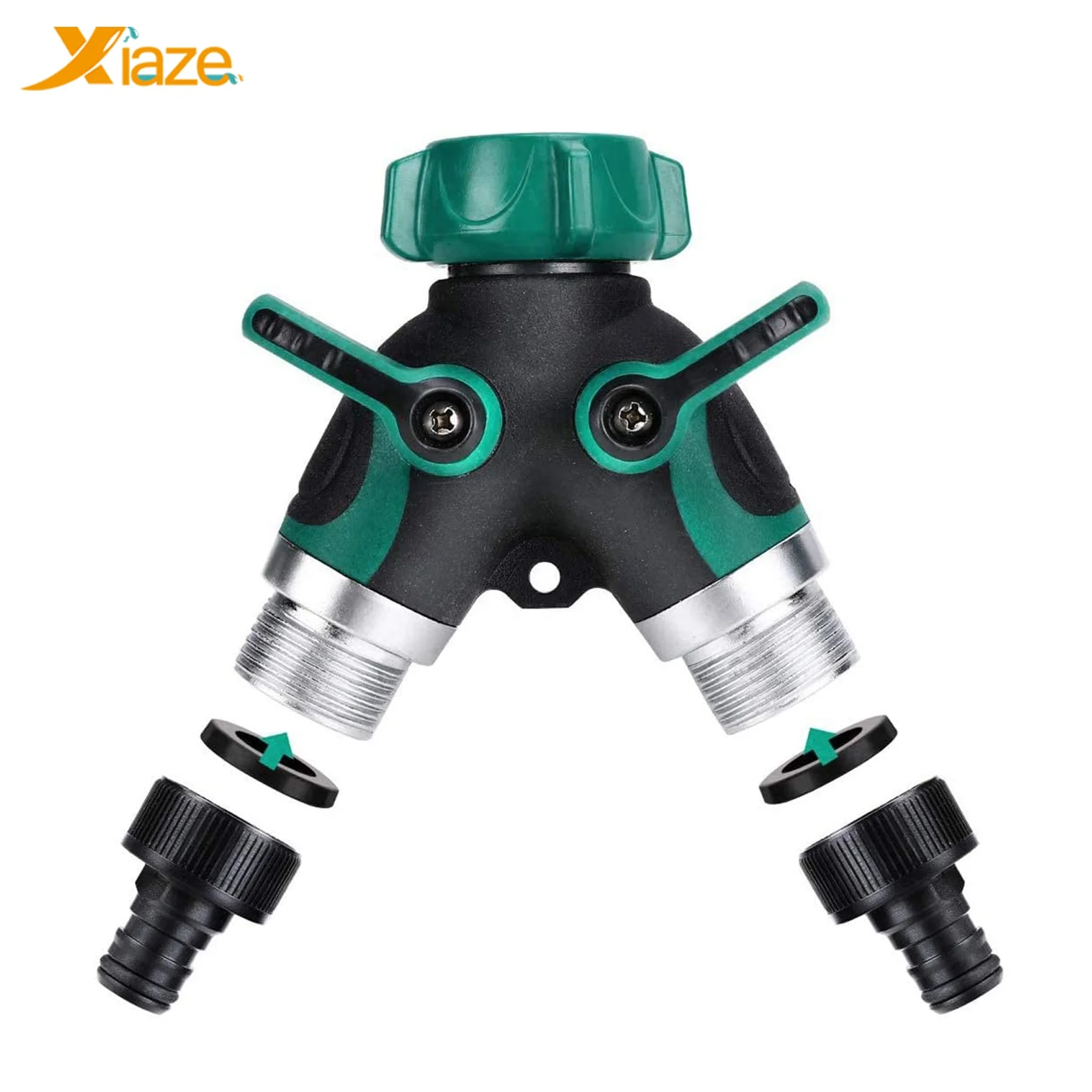 

2 Way Garden Hose Splitter Hose Connector Outdoor Double Y Valve Water Tap Splitter Faucet Adapter with Quick Connectors